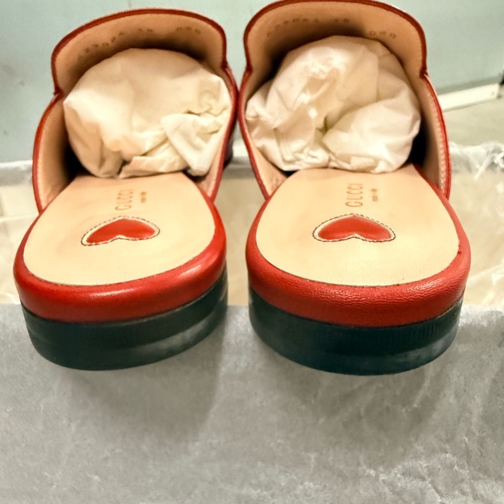 Gucci Red Leather Slip-Ons - Picture 10 of 14